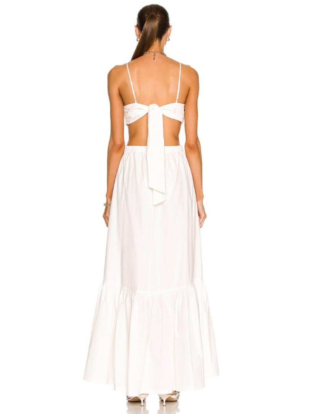 NWT SIMKHAI Kennedi Cutout Cotton Poplin Maxi Dress White M - Picture 4 of 11